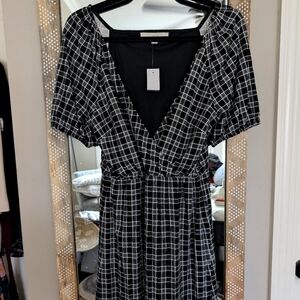 NWT Loft Black Plaid Checkered Dress
